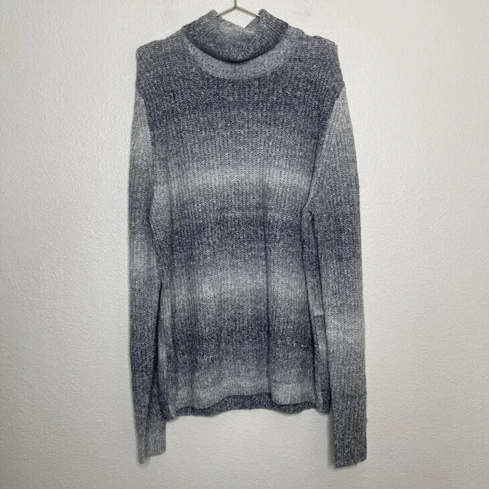 Open Edit Sweater Mens Size XXL Turtleneck Ombre Grey Spacedye Knit Pullover